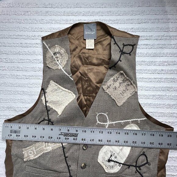 Vintage RARE Staley Gretzinger Postage One Penny Women Patchwork Pleated Top - Picture 6 of 8